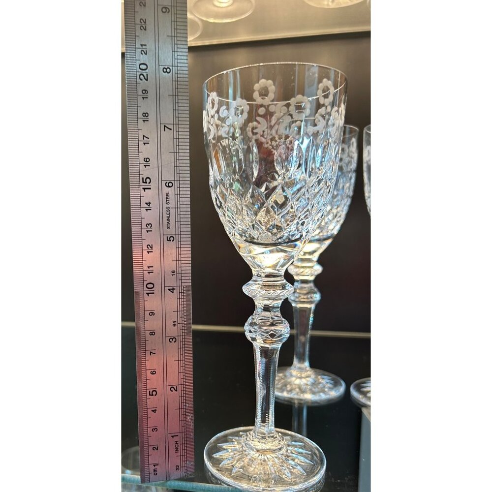 VTG Set Of 4 Rogaska Crystal GALLIA Water Wine Glasses 7.75" Tall Floral Etched - Picture 5 of 7
